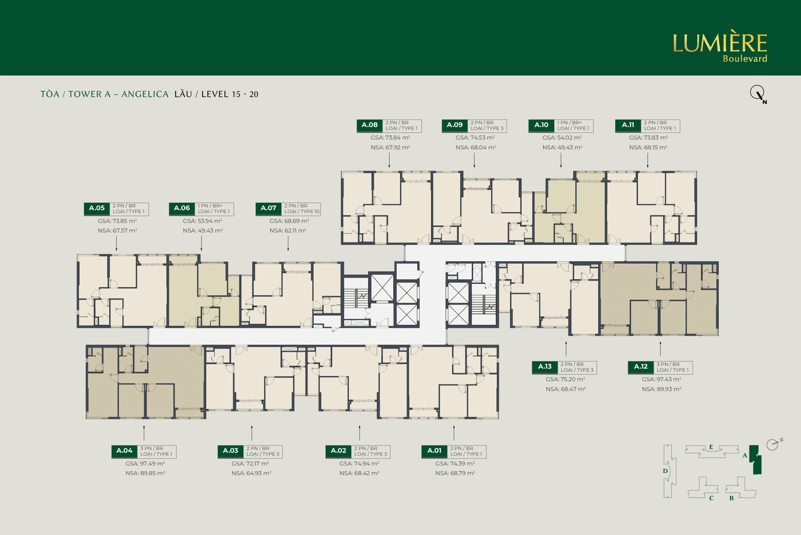 Layout Mặt Bằng Căn Hộ Lumiere Boulevard Toà A Toà Angelica Tầng 15 20 Bán Và Cho Thuê Căn Hộ Lumiere Boulevard Toà A Toà Angelica Masterise Homes Scaled